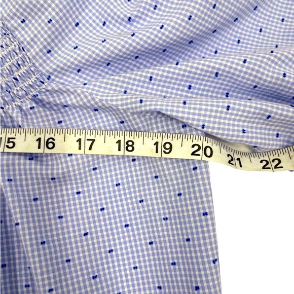 Melissa Paige Gingham Print Off Shoulder Top Blue White Size Petite Large - Picture 14 of 17